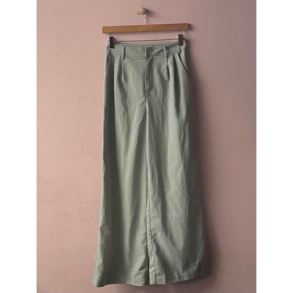 ASOS Sage Green Straight Leg Pants Size 4 (Missing Button)